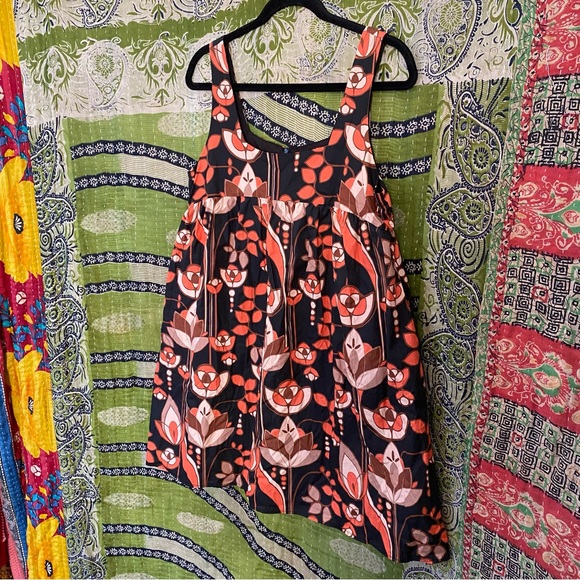 Eva Franco x Anthropologie Black Floral Retro Mod Tent Min Dress Size Medium - Picture 8 of 16